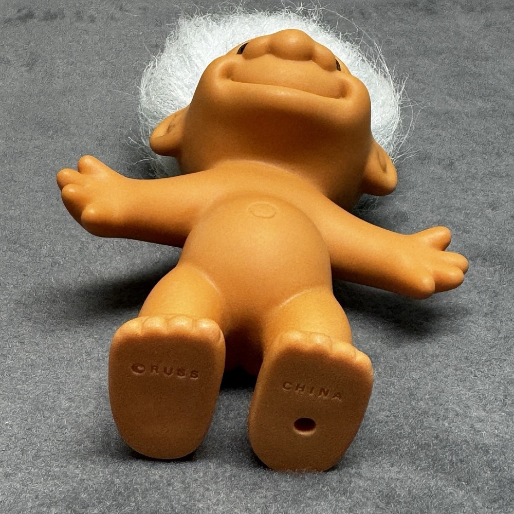 Vintage Russ Troll Doll 5" Figure Blue Striped One Piece Pajamas Baby Blue Hair - Picture 5 of 9
